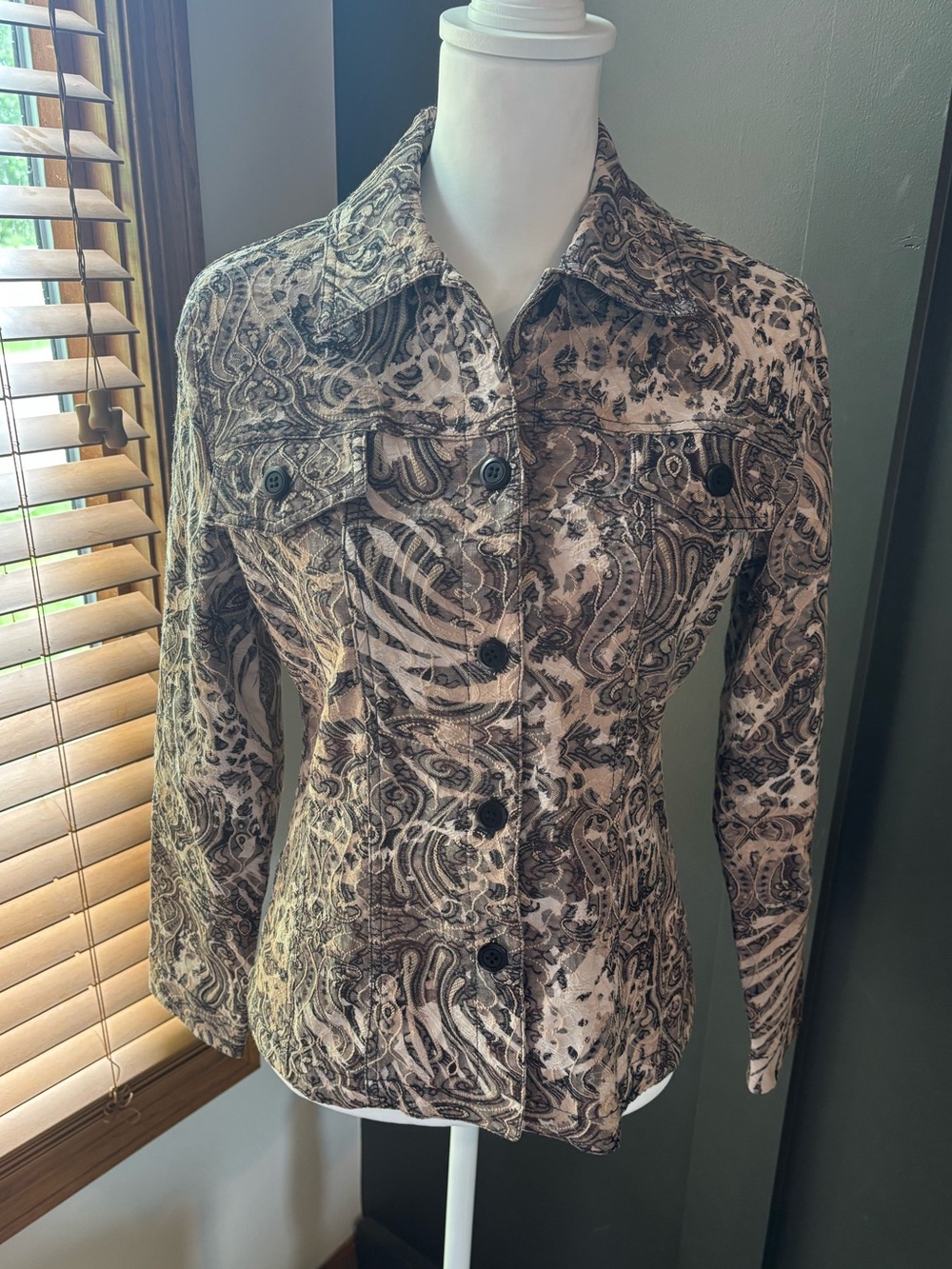 Keren Hart paisley print jacket in neutral brown + tan tones 🤎 S